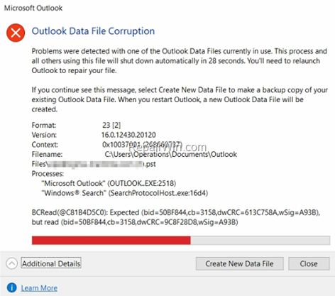 FIX: Outlook Data File Corruption