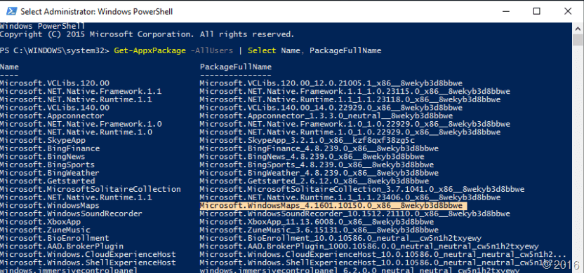 Get-AppxPackage list installed packages