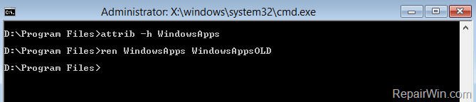 rename WindowsApps folder Windows 10