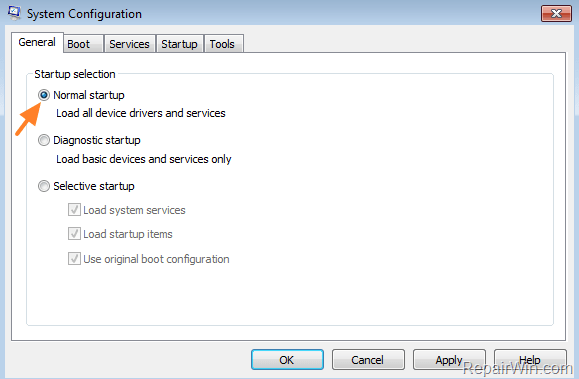 mormal startup