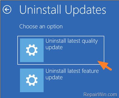 Unnstall Update WinRE