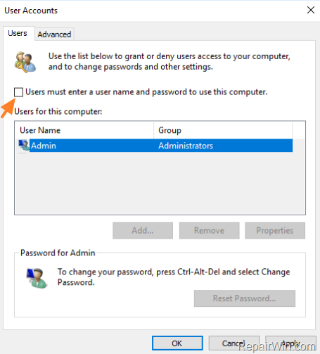 auto login windows 10
