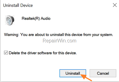 Uinstall Realtek Audio