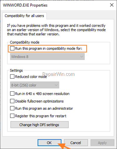 run in compatibility mode