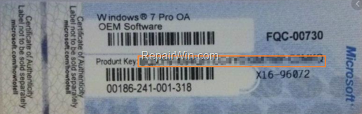 Windows 7 Product key