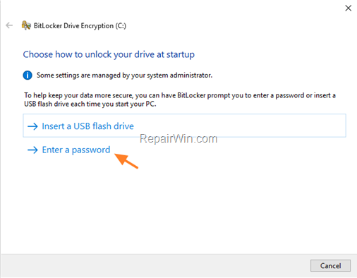 enable bitlocker protection windows 10
