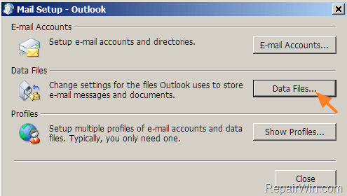 How to find Outlook data files location.