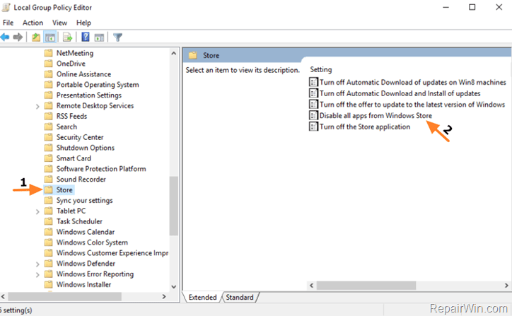disable store windows 10