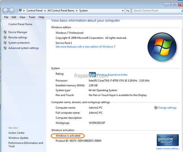 Windows Activation Status