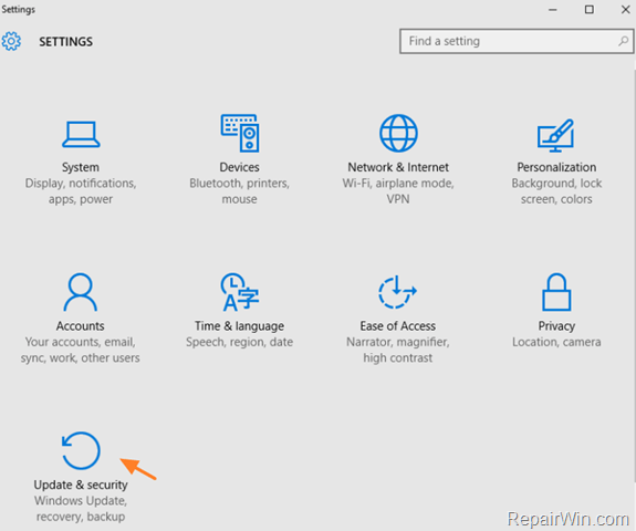 windows 10 settings