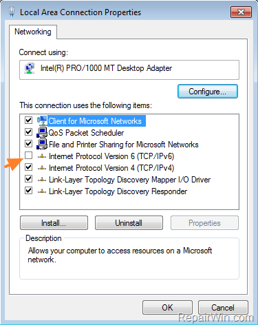disable tcp/ipv6