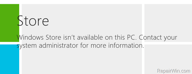 Disable Windows Store Windows 10
