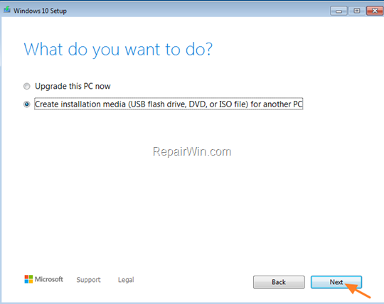Create Windows 10 USB Installation Media