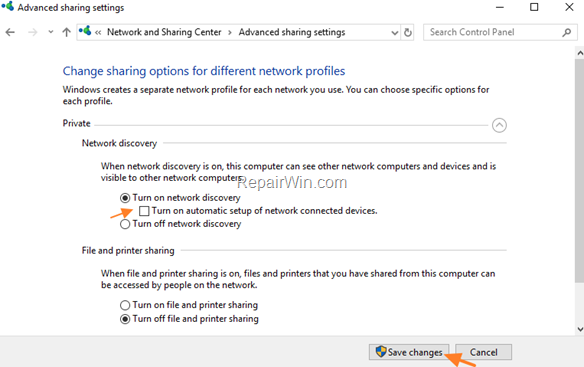 Turn Off automatic setup of network connected devices