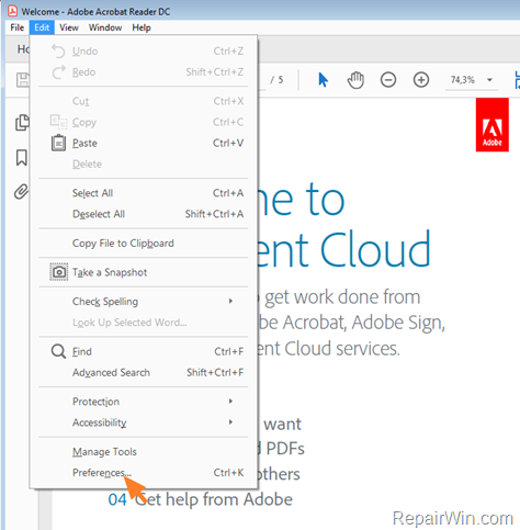 save as not working fix in Adobe Reader DC