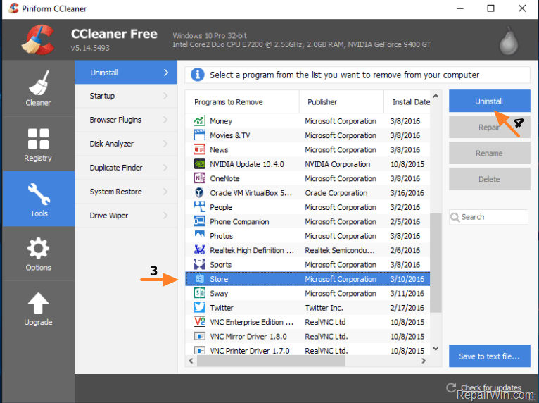 remove store apps Windows 10
