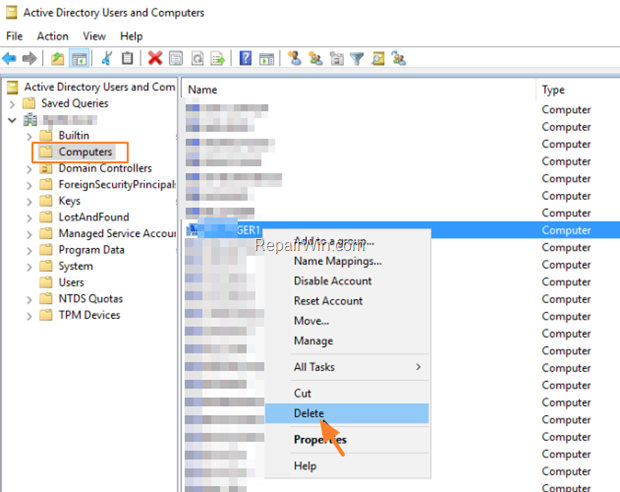 Delete Computer Account from Domain