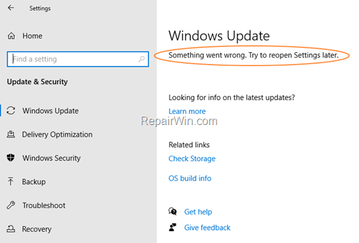 FIX Something went wrong. Try to reopen Settings later in Windows Update