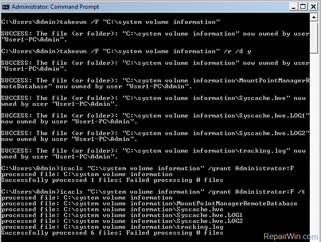 fix cannot change owner Failed to enumerate objects in the container
