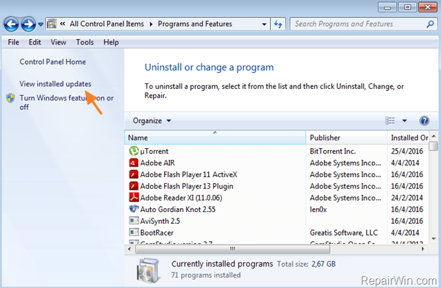 view installed updates