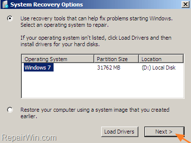system recovery options