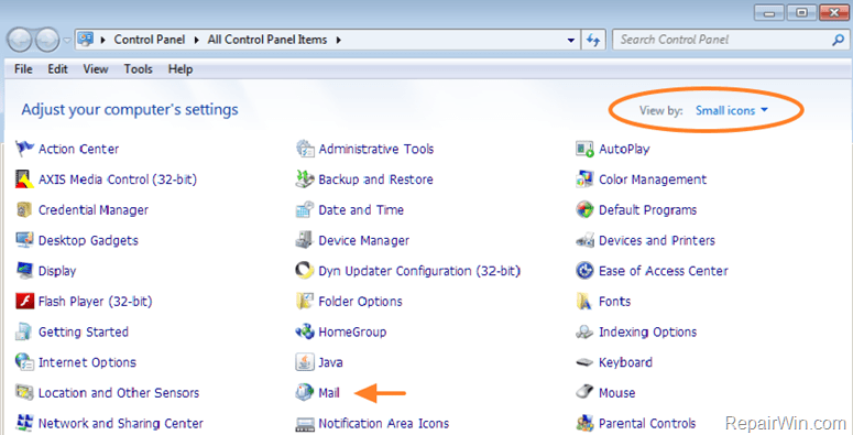control panel all items