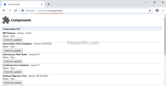 How to Update Chrome Components