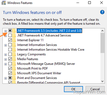 install net framework 3.5 windows 10