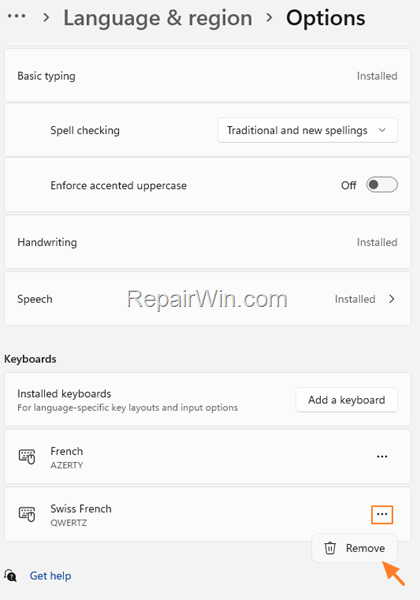 Remove Keyboard Layout Windows 11