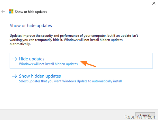 prevent a particular update on windows 10