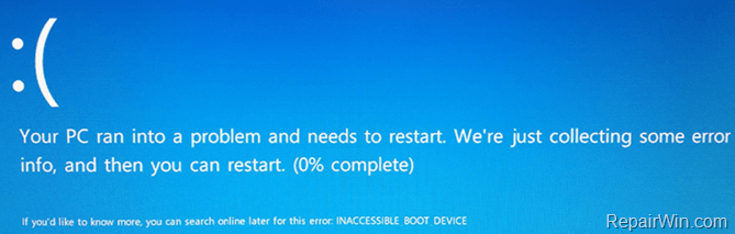 INACCESSIBLE BOOT DEVICE