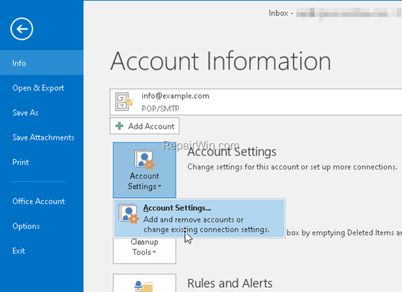 Outlook Account Settings