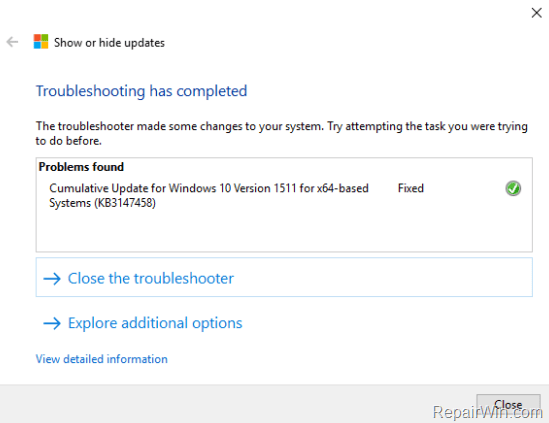 Show hide updates windows 10