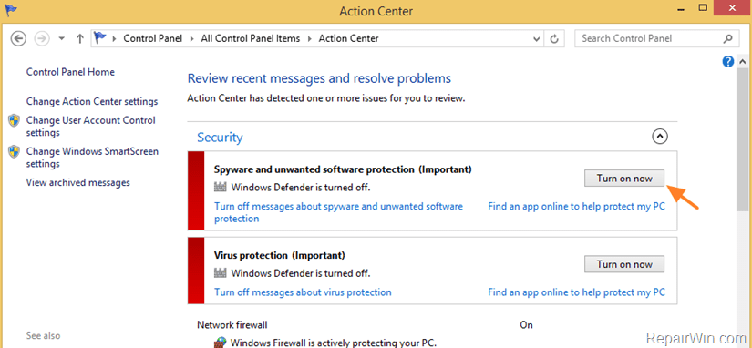 Enable or Disable Windows Defender
