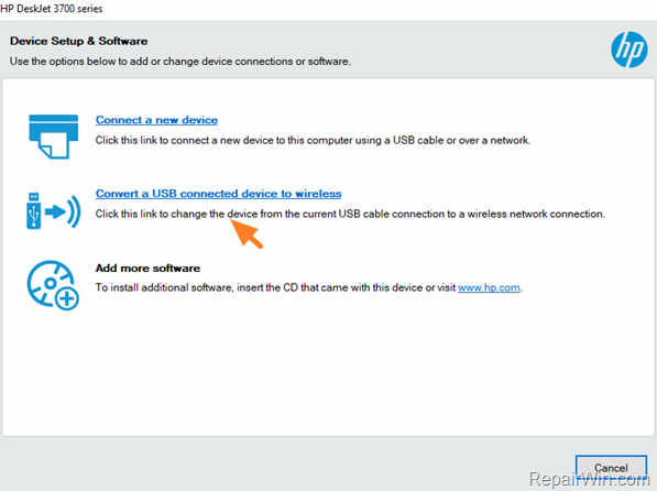 Connect HP Pinter to Wireless Network using the USB Connection