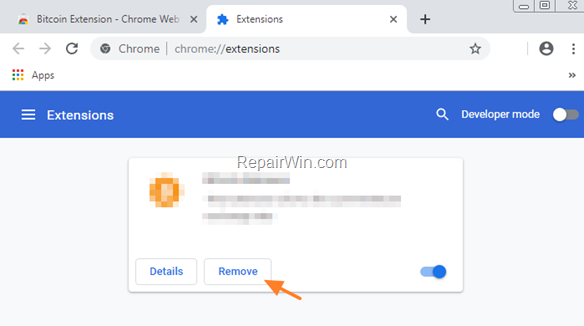 disable - remove chrome extension