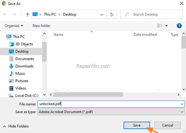 Save as PDF Chrome