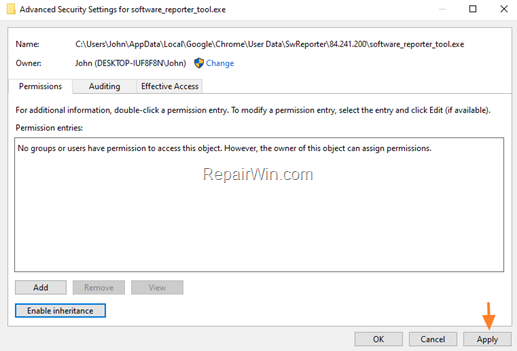 prevent software_reporter_tool.exe from running