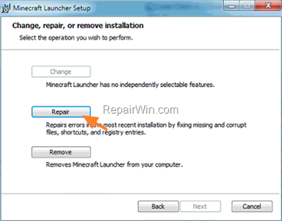 Repair Minecraft Launcher