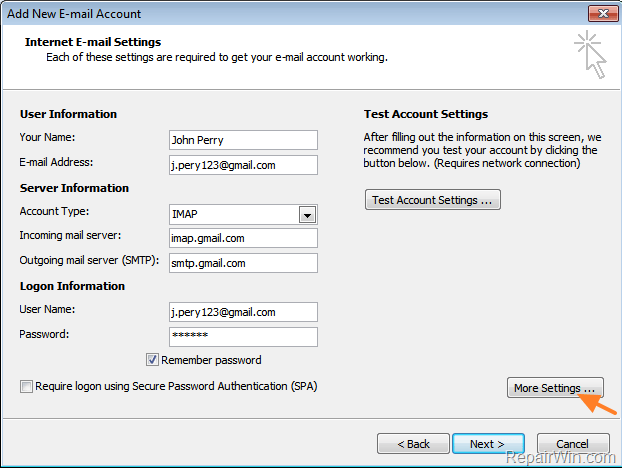 add imap gmail account-1