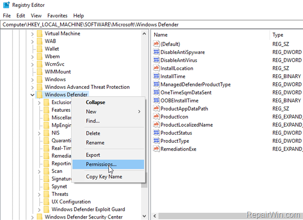 disable windows defender