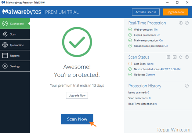 malwarebytes 3 scan