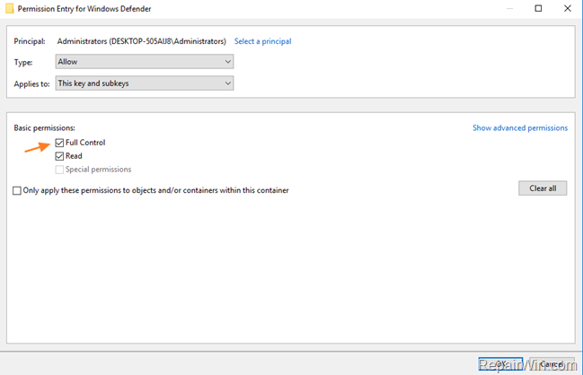 disable defender security