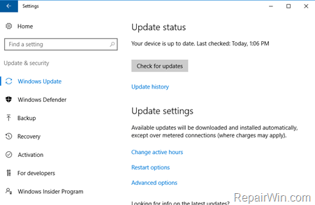 Uninstall Windows 10 Updates