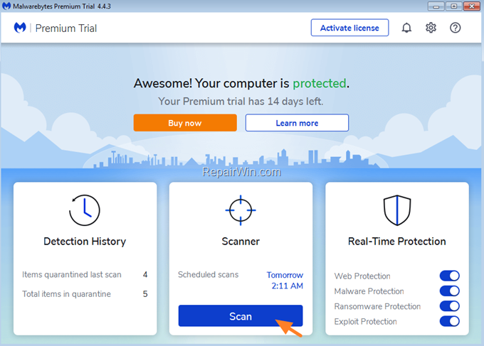 malwarebytes scan