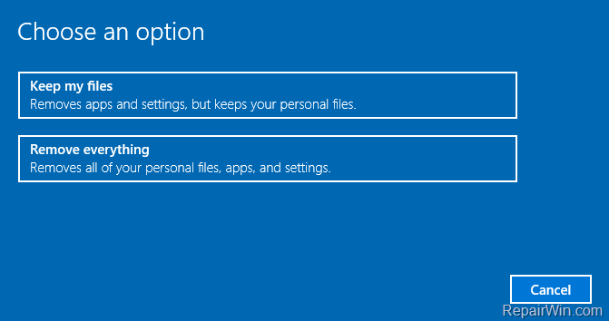 restore windows 10 to default state