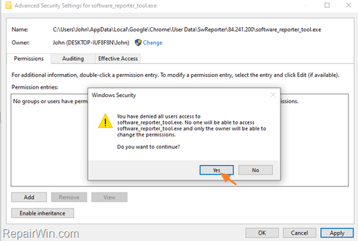 disable software reporter tool