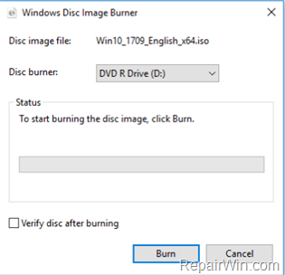 create WINDOWS 10 dvd