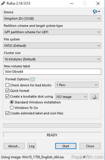 create Windows 10 usb installation media UEFI GPT