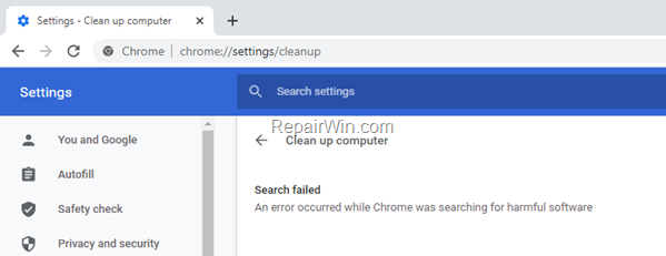 Clean up computer failed